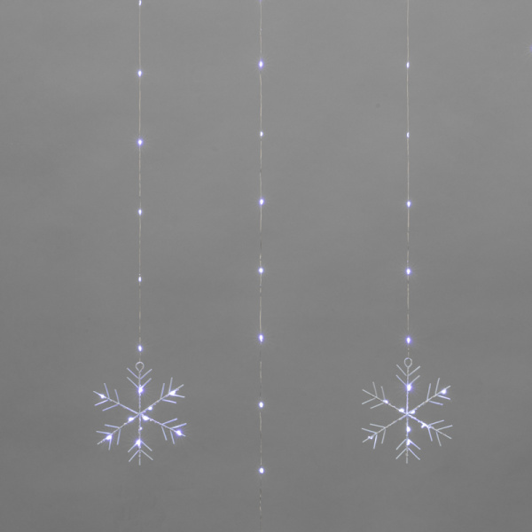 Гирлянда Светодиодный занавес из росы с фигурами Снежинок БЕЛЫЙ IP20 USB + пульт управления NEON-NIGHT