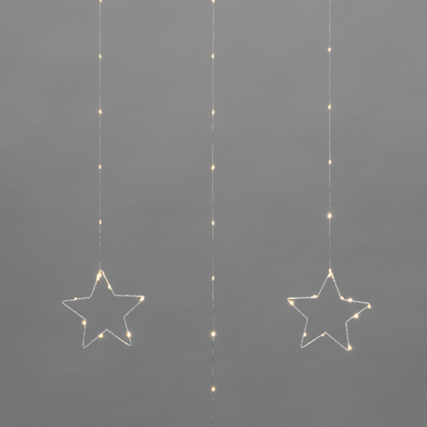 Гирлянда Светодиодный занавес из росы с фигурами Звезд ТЕПЛЫЙ БЕЛЫЙ IP20 USB + пульт управления NEON-NIGHT