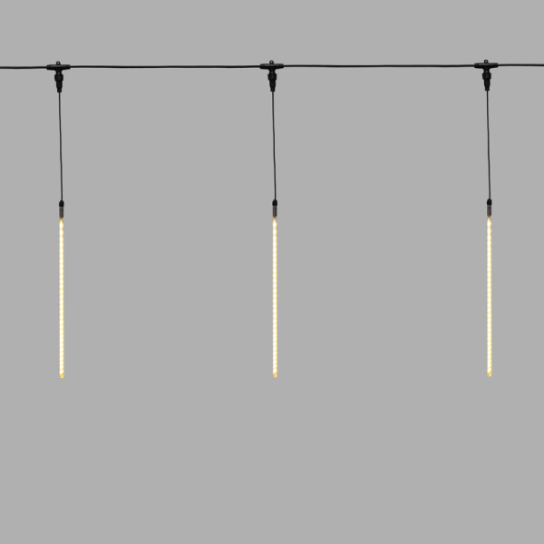 Гирлянда Тающие сосульки комплект 10 шт. х 50см, шаг 100см, 600 LED ТЕПЛЫЙ БЕЛЫЙ, черный каучук, IP67, 24В, соединяется NEON-NIGHT