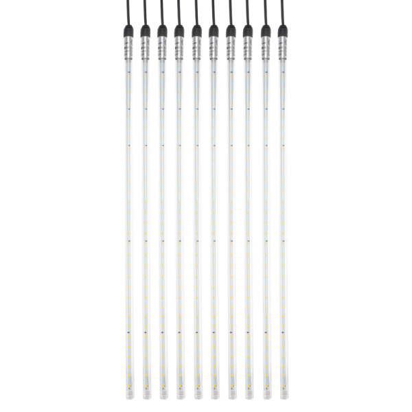 Гирлянда Тающие сосульки комплект 10 шт. х 50см, шаг 100см, 600 LED ТЕПЛЫЙ БЕЛЫЙ, черный каучук, IP67, 24В, соединяется NEON-NIGHT