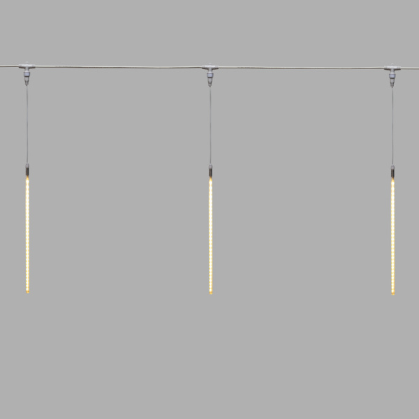 Гирлянда Тающие сосульки комплект 10 шт. х 50см, шаг 100см, 600 LED ТЕПЛЫЙ БЕЛЫЙ, белый каучук, IP67, 24В, соединяется NEON-NIGHT