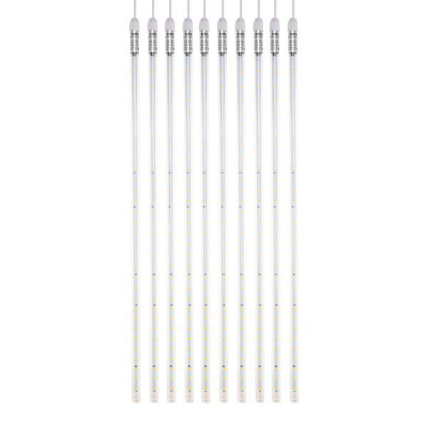 Гирлянда Тающие сосульки комплект 10 шт. х 50см, шаг 100см, 600 LED ТЕПЛЫЙ БЕЛЫЙ, белый каучук, IP67, 24В, соединяется NEON-NIGHT