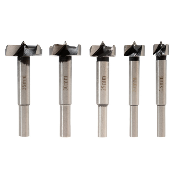 Набор сверл Форстнера (петельных) по дереву, 10-15-20-25-35 х 73мм, 5 шт, цилиндрический хвостовик KRANZ