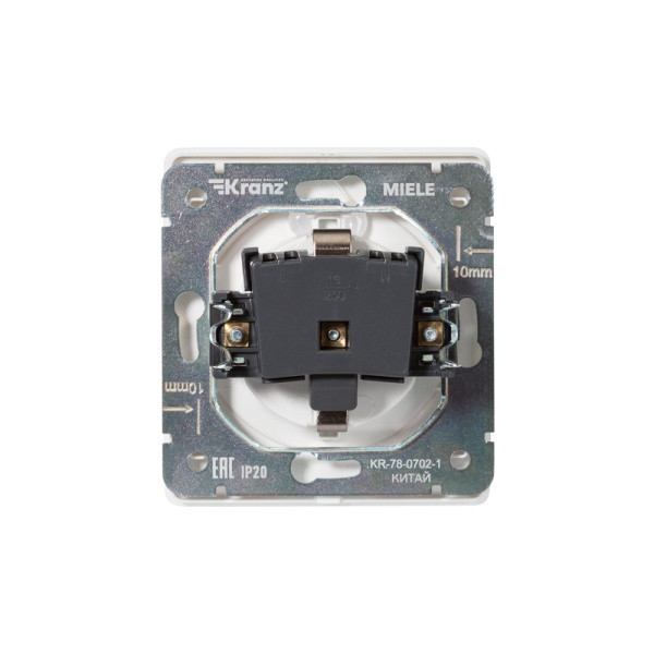 Розетка ROUND 1-ая с/з с/у, со шторками и крышкой 16А перламутр KRANZ