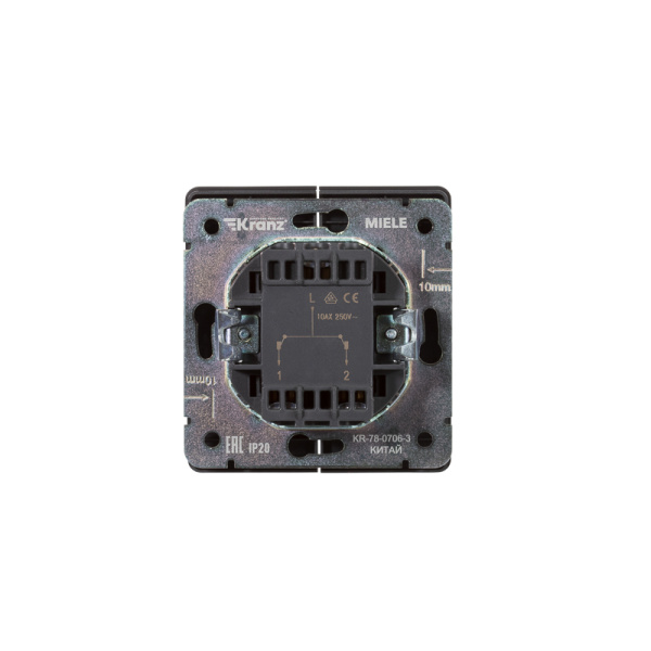 Выключатель ROUND 2 кл 10А с/у оникс KRANZ
