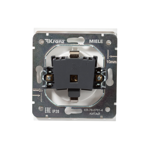 Розетка STRONG 1-ая с/з с/у, со шторками 16А жемчуг KRANZ