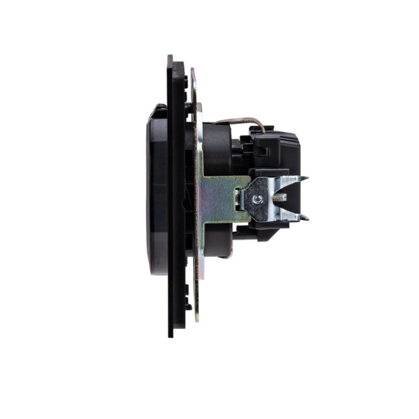 Розетка STRONG 1-ая с/з с/у, со шторками и крышкой 16А антрацит KRANZ