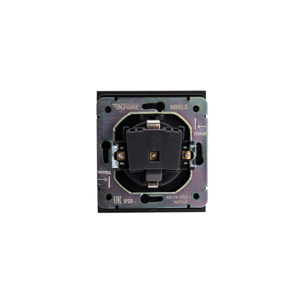 Розетка STRONG 1-ая с/з с/у, со шторками и крышкой 16А антрацит KRANZ