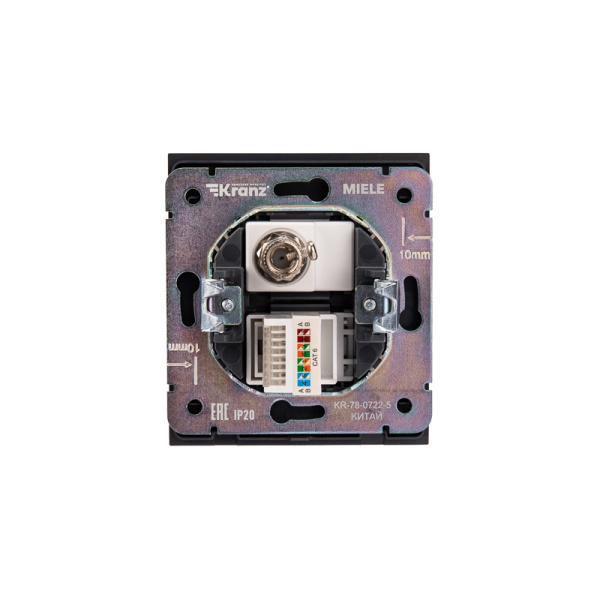 Розетка STRONG компьютерная RJ45 кат6 + TV с/у антрацит KRANZ