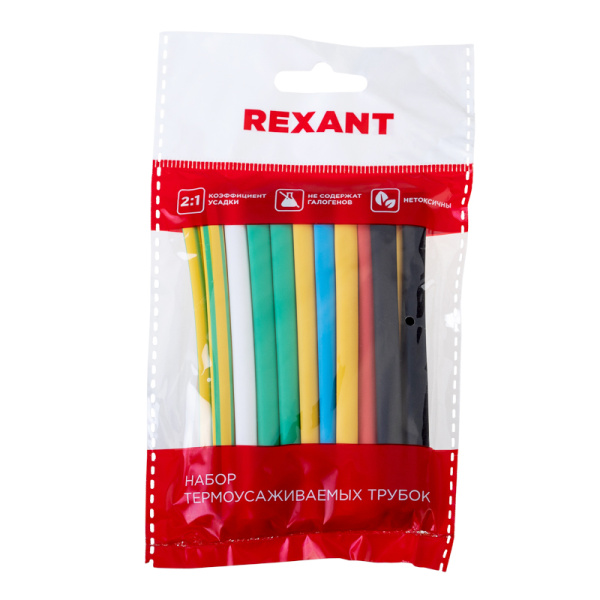 Набор термоусаживаемых трубок №15 ТУТ нг 6/3мм, 7 цветов (упак. 21 шт. по 10см) REXANT