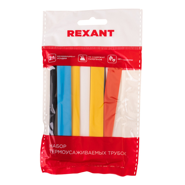 Набор термоусаживаемых трубок №16 ТУТ нг 8/4мм, 7 цветов (упак. 21 шт. по 10см) REXANT