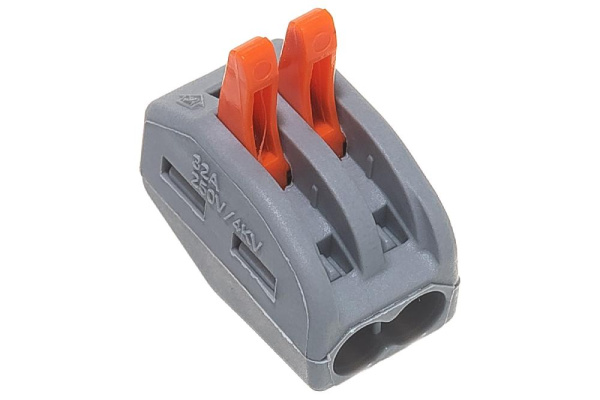 Cтроительно-монтажная клемма 2-проводная STEKKER, LD222-412 (5 штук в упаковке)