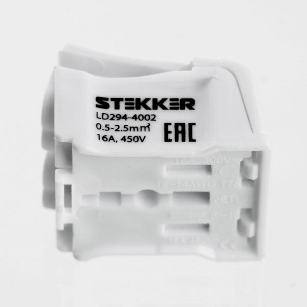 Клемма монтажная STEKKER, LD294-4002, для подключения фазных проводников, 2 контактные группы (3 ввода, 3 вывода на полюс)