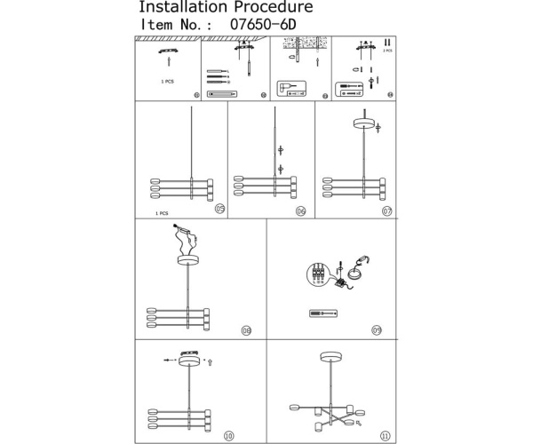 07650-6D,19(4000K) Люстра димм. Мекли черный