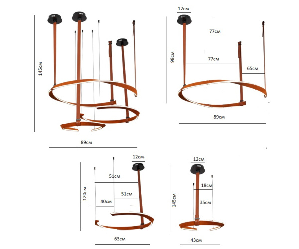 07656-3A,04(3000K) Подвес Маджена коричневый