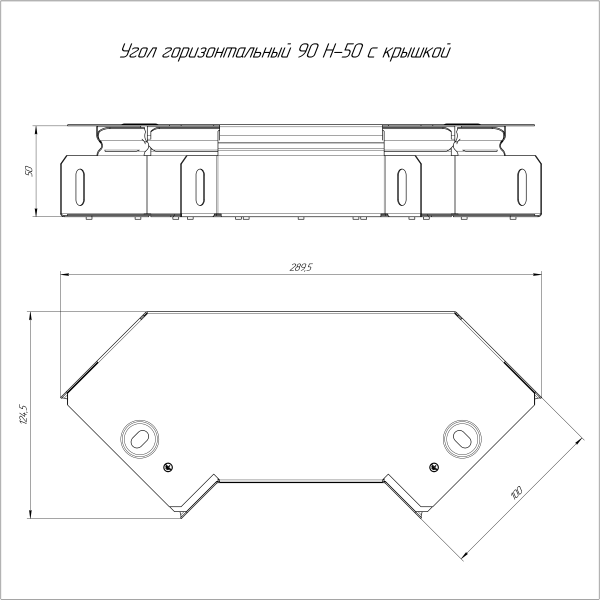 Угол горизонтальный 90 градусов с крышкой Стандарт 100х50 Промрукав