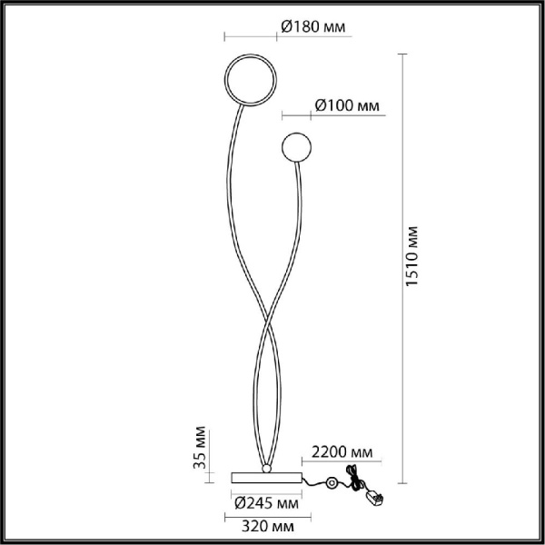 5673/14FL LEDIO LN23 000 чёрный Торшер LED 14W 3000K 770Лм 220V ARLO