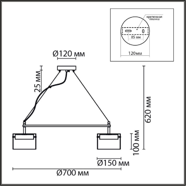 8232/6 COMFI LN25 193 черный/прозрачный, металл/стекло Светильник подвесной LED GX70 6*10W 220V NATALINA