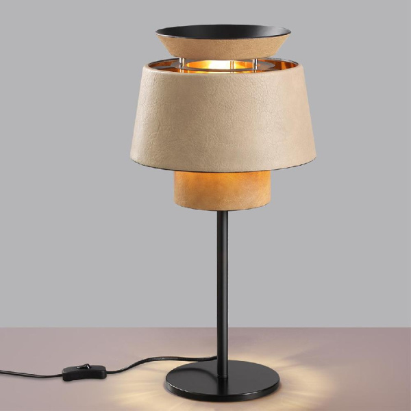 4992/1T PENDANT ODL24 521 черный/бежевый/терракотовый/золотой/металл/экокожа Настольная лампа E27 1*60W KRESSA