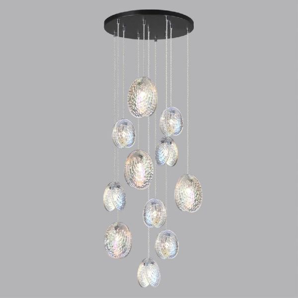 5039/11 MODERN ODL24 429 черный/перламутровый/металл/стекло Люстра каскадная G9 11*40W MUSSELS