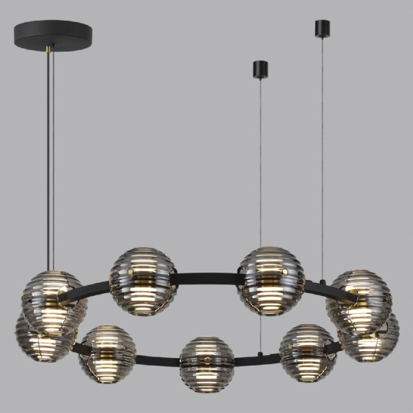 5041/90L L-VISION ODL24 545 черн./золото/дымчатый/металл/стеко Люстра LED 90W 4000К 7751Лм TRONI