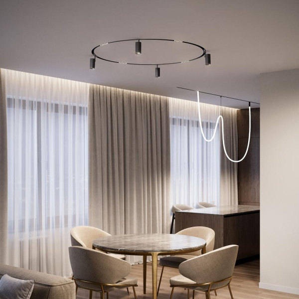 Slim Magnetic Трековый поворотный светильник для радиусного шинопровода 12W 4200K Comfi чёрный Ø 1200мм 85189/01