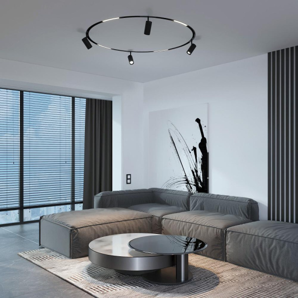 Slim Magnetic Трековый поворотный светильник для радиусного шинопровода 20W 4200K Comfi чёрный Ø 800мм 85187/01