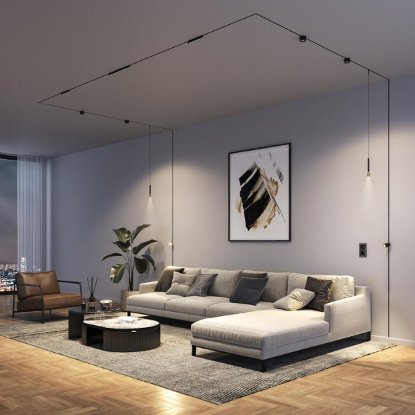 Mini Magnetic Шинопровод встраиваемый под ГКЛ 12,5 мм черный 2м 85170/00