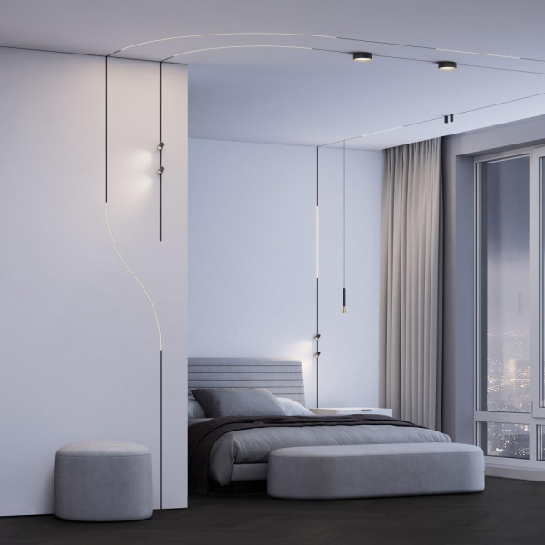 Mini Magnetic Шинопровод встраиваемый под ГКЛ 12,5 мм черный 2м 85170/00