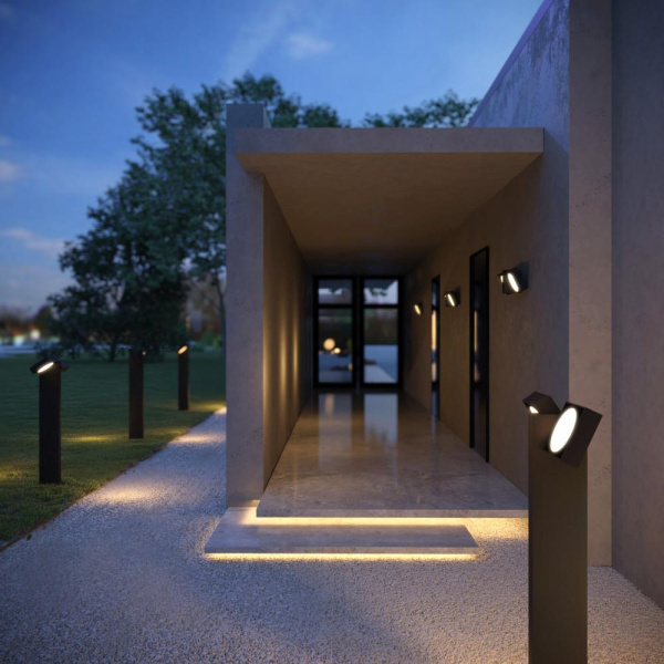 Светильник поворотный садово-парковый с поворотными плафонами Twin 35170/D черный