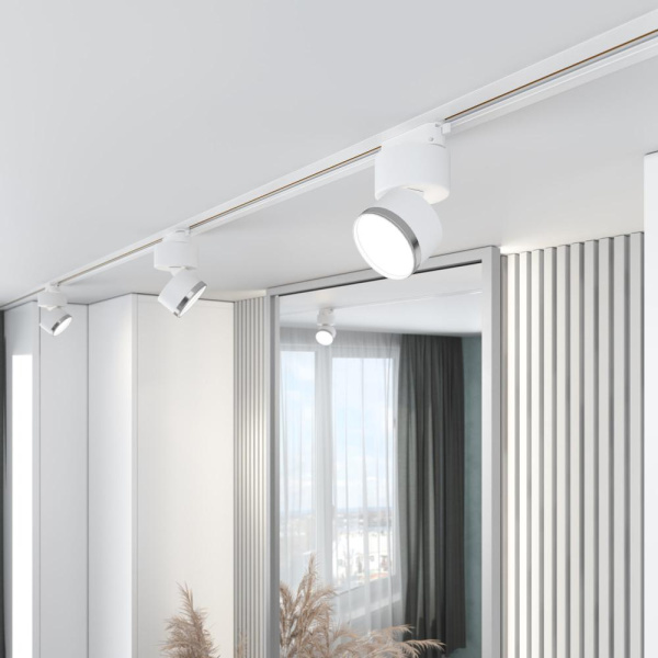 Basic System Трековый поворотный светильник 10W 4200K Impact белый матовый/серебро 85514/01