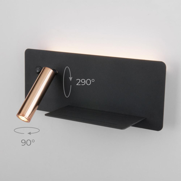 Настенный поворотный светодиодный светильник с USB Fant R LED (правый) MRL LED 1113 чёрный/золото