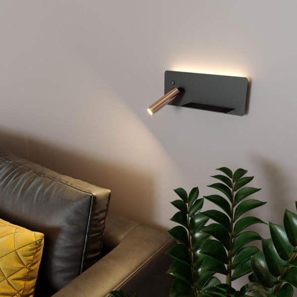 Настенный поворотный светодиодный светильник с USB Fant R LED (правый) MRL LED 1113 чёрный/золото