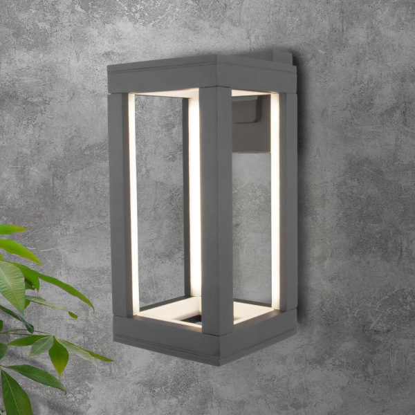 Уличный настенный светодиодный светильник Frame LED IP54 1527 TECHNO LED серый