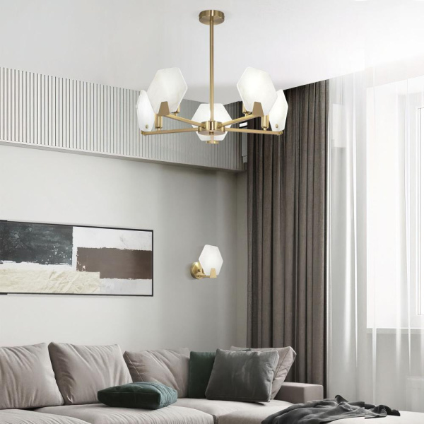 Настенный светильник с мраморным рассеивателем 60158/1 латунь