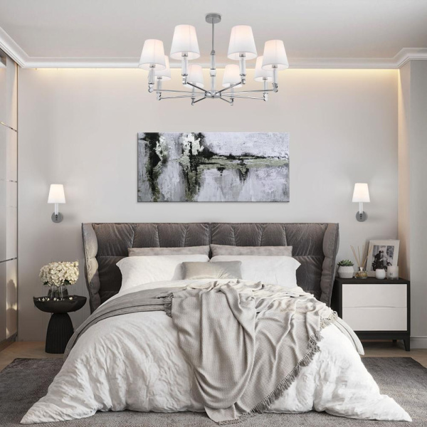 НАСТЕННЫЙ СВЕТИЛЬНИК С ТКАНЕВЫМ АБАЖУРОМ 60145/1 хром