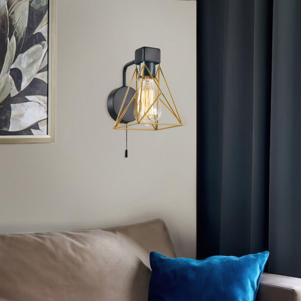 НАСТЕННЫЙ СВЕТИЛЬНИК В СТИЛЕ ЛОФТ 70107/1 черный/латунь