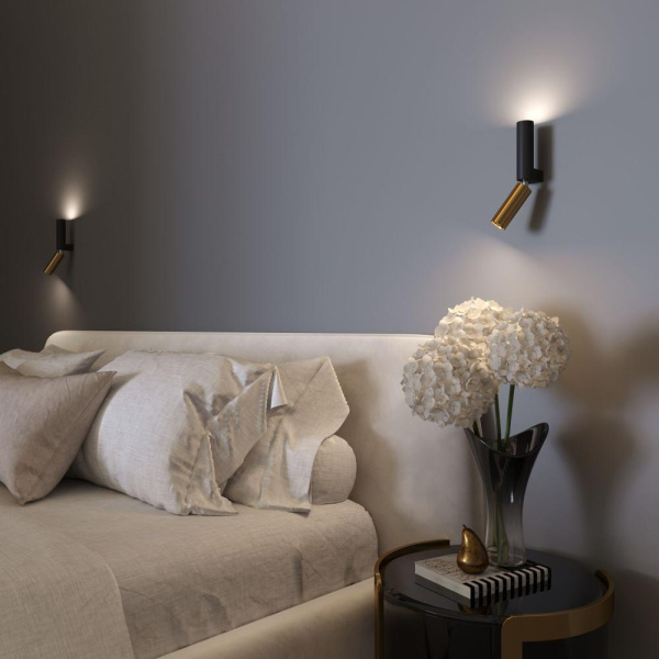 Настенный светодиодный светильник в стиле лофт 40020/1 LED черный/латунь