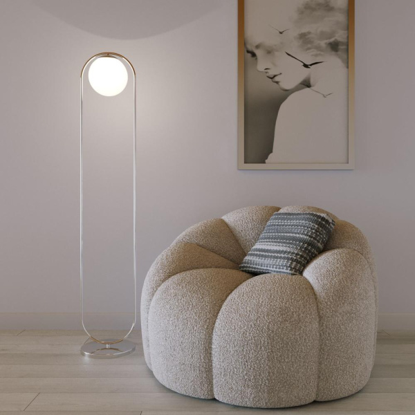 Напольный светильник со стеклянным плафоном 01139/1 / хром