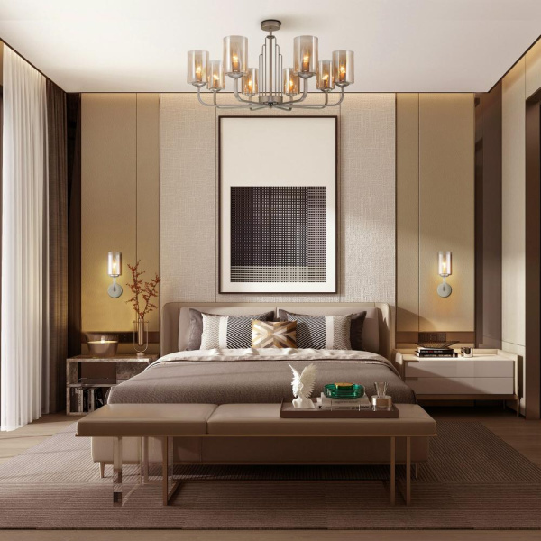 НАСТЕННЫЙ СВЕТИЛЬНИК СО СТЕКЛЯННЫМ ПЛАФОНОМ 60138/1 перламутровое золото