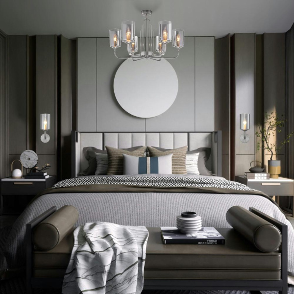 Потолочная люстра со стеклянными плафонами 60138/6 сатин-никель