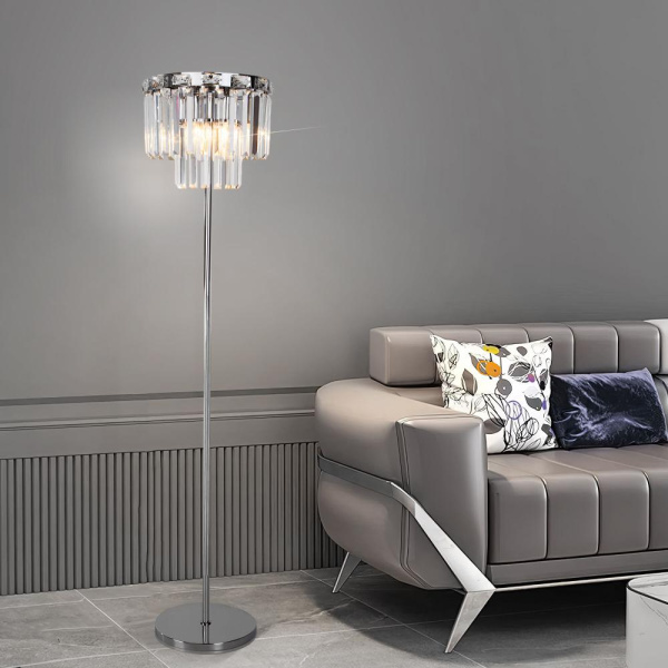Напольный светильник с хрусталем 01137/3 хром