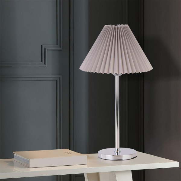 Настольный светильник с тканевым абажуром 01132/1 хром/серый