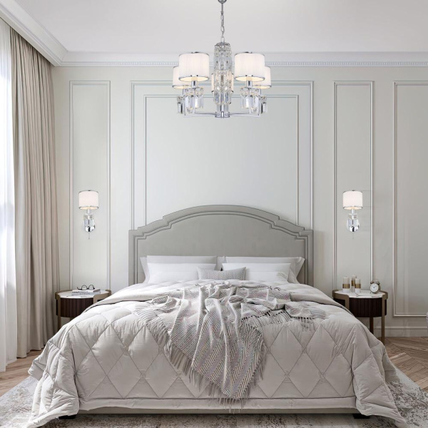 Настенный светильник с тканевым абажуром 10099/1 хром