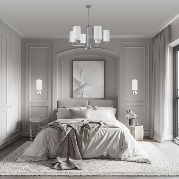 Подвесная люстра с тканевыми абажурами 60128/6 хром