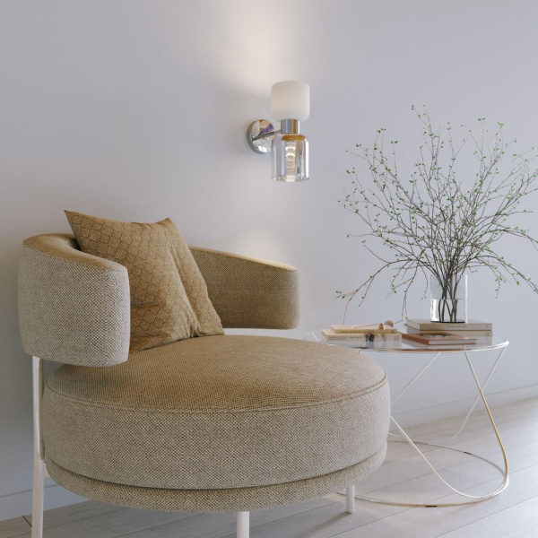 Настенный светильник со стеклянными плафонами 60118/2 никель