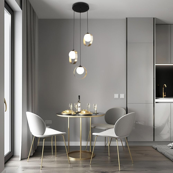 Подвесной светильник со стеклянными плафонами 50205/3 черный / бронза