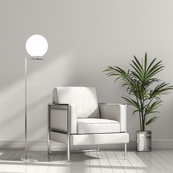 Напольный светильник со стеклянным плафоном 01083/1 хром