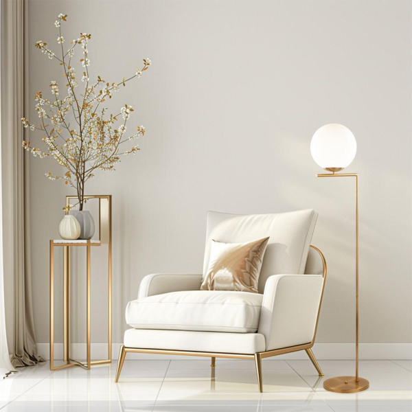 Напольный светильник со стеклянным плафоном 01083/1 латунь