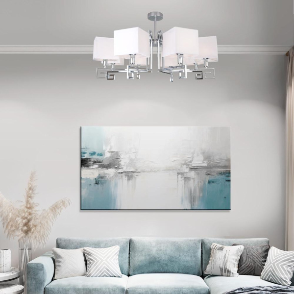 Потолочная люстра с тканевыми абажурами 60115/8 хром